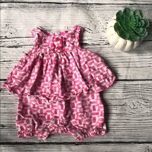 Joules tiered patterned sleeveless romper - 0-3 m